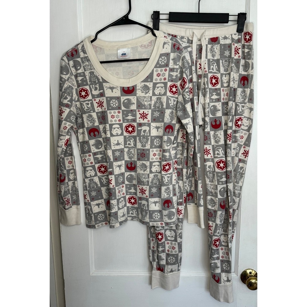 Hanna Andersson Women's Size M Star Wars Gray Checkered Christmas Pajama Set